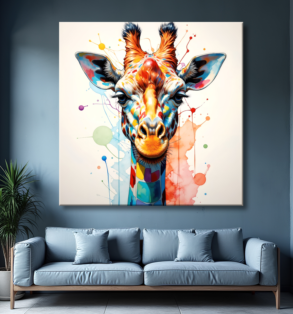 Tableau girafe pop art - Couleurs vives et élégance ludique avec decor