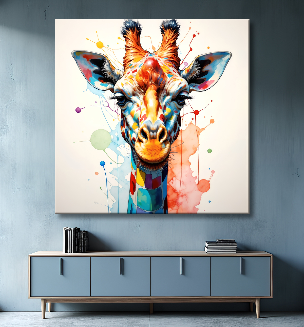 Tableau girafe pop art - Couleurs vives et élégance ludique avec decor