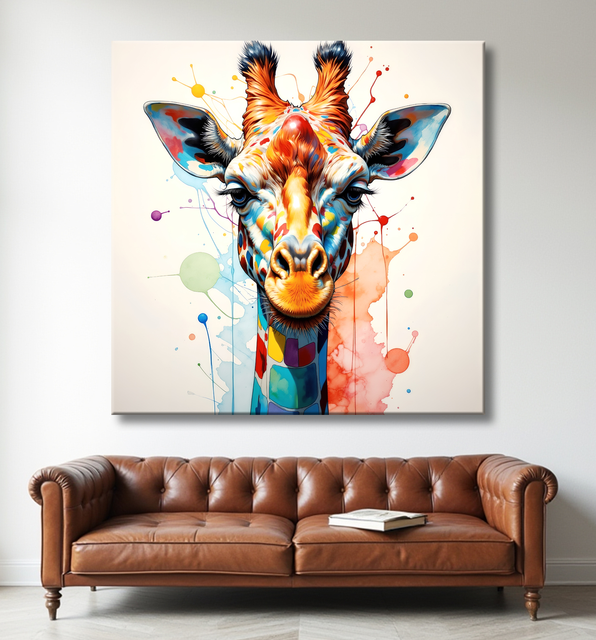 Tableau girafe pop art - Couleurs vives et élégance ludique avec decor