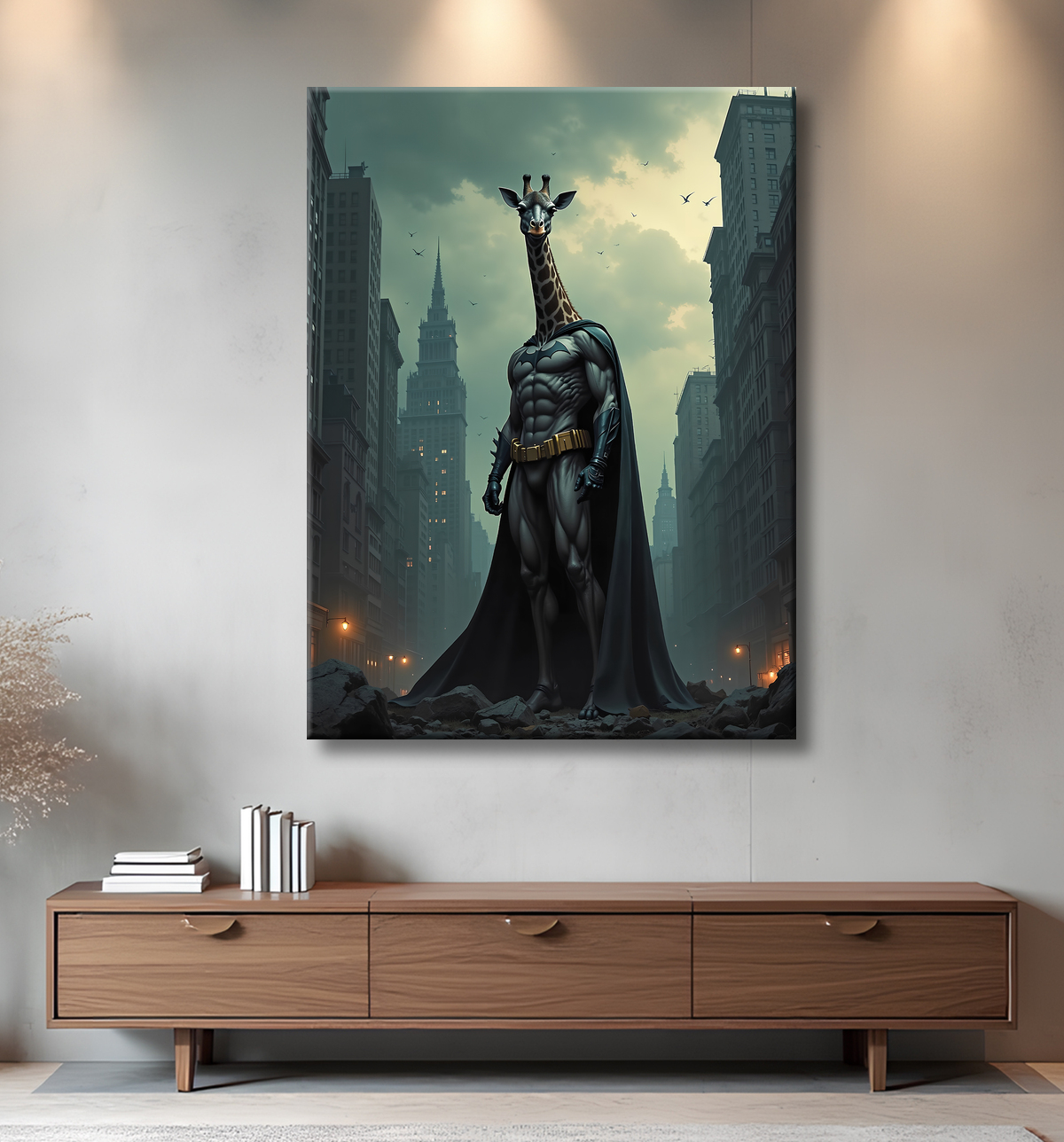 Tableau girafe super-héros | Décoration originale et moderne avec decor