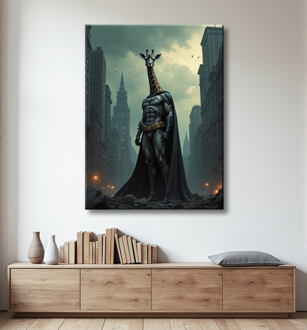 Tableau girafe super-héros | Décoration originale et moderne avec decor