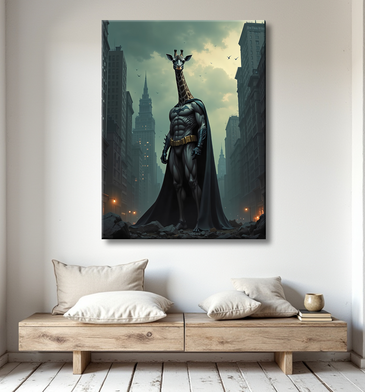 Tableau girafe super-héros | Décoration originale et moderne avec decor