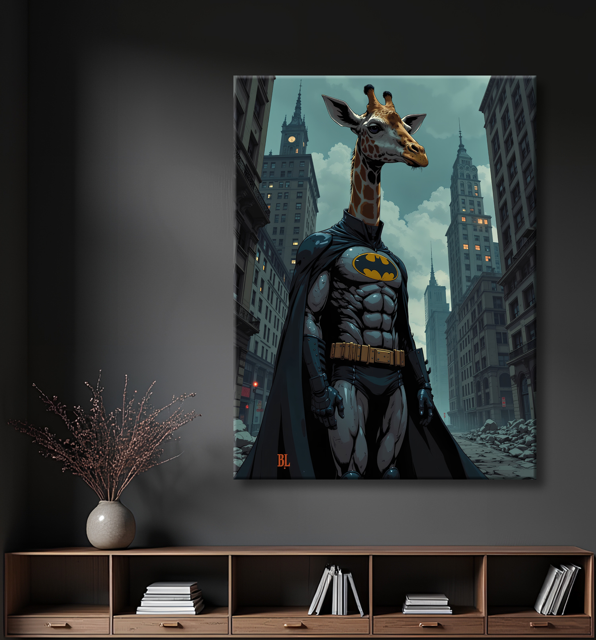 Tableau girafe super-héros | Décoration originale et moderne avec decor