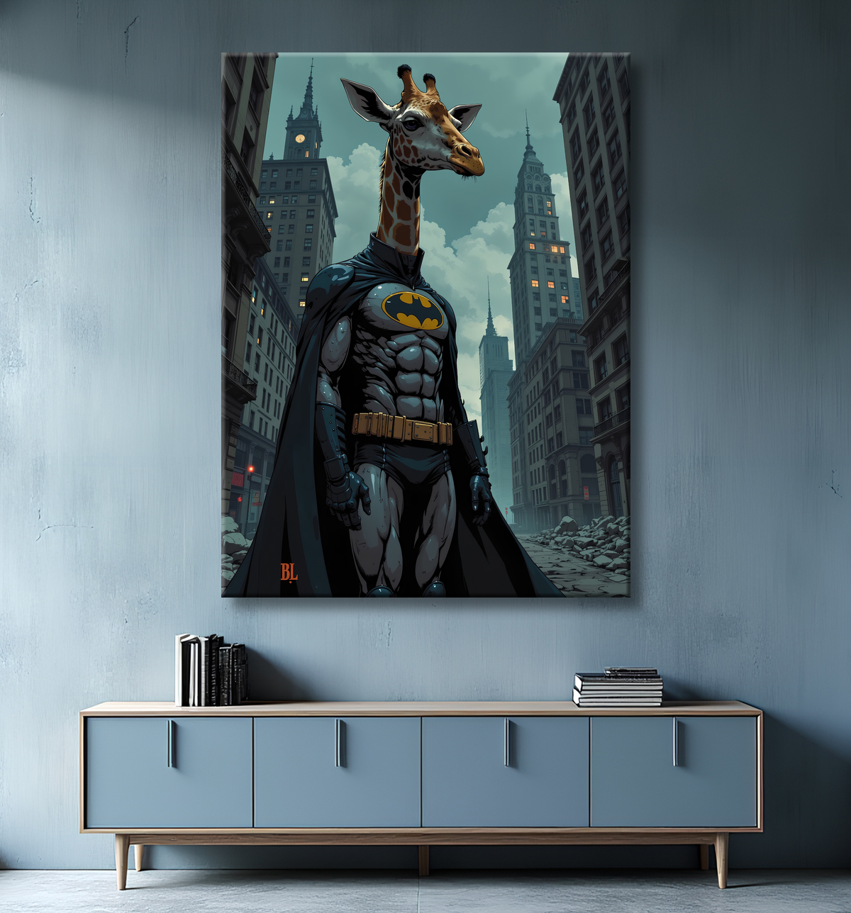 Tableau girafe super-héros | Décoration originale et moderne avec decor