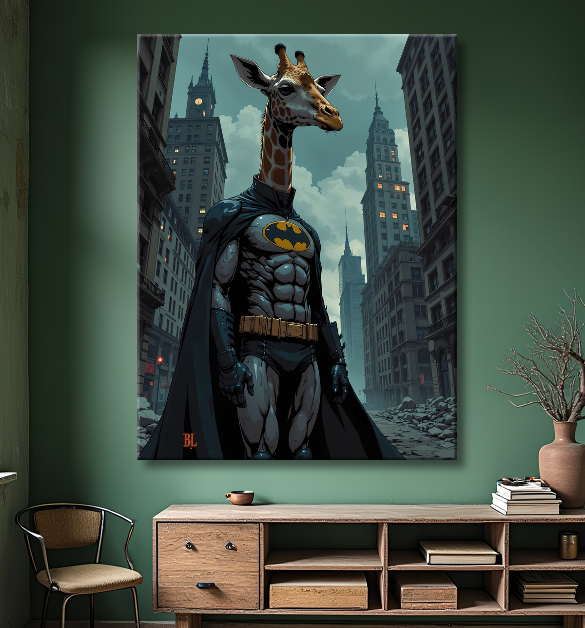 Tableau girafe super-héros | Décoration originale et moderne avec decor