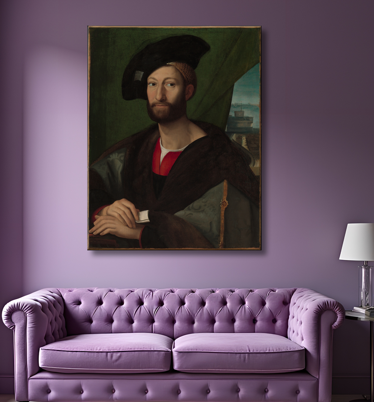 Reproduction Giuliano de 'Medici (1479-1516), duc de Nemours de Raphael avec decor