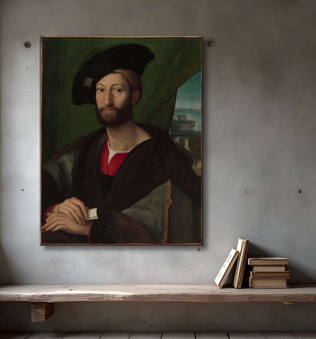 Reproduction Giuliano de 'Medici (1479-1516), duc de Nemours de Raphael avec decor