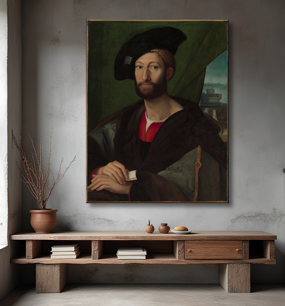Reproduction Giuliano de 'Medici (1479-1516), duc de Nemours de Raphael avec decor