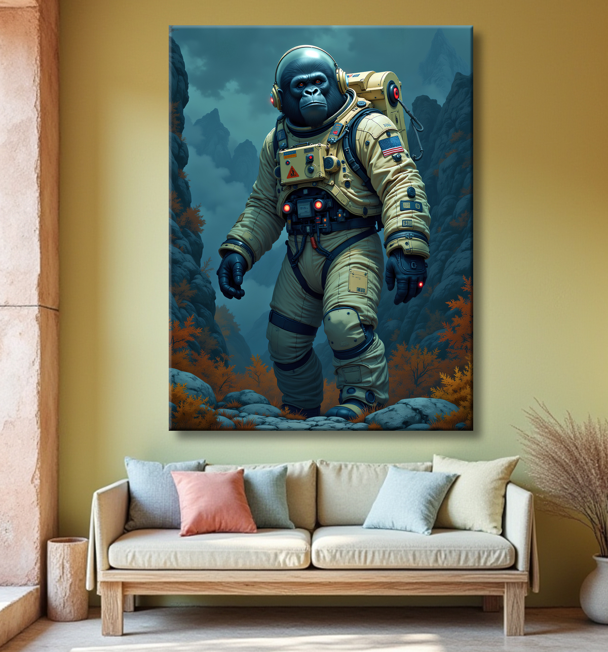 Tableau gorille astronaute - Décoration murale animale originale avec decor