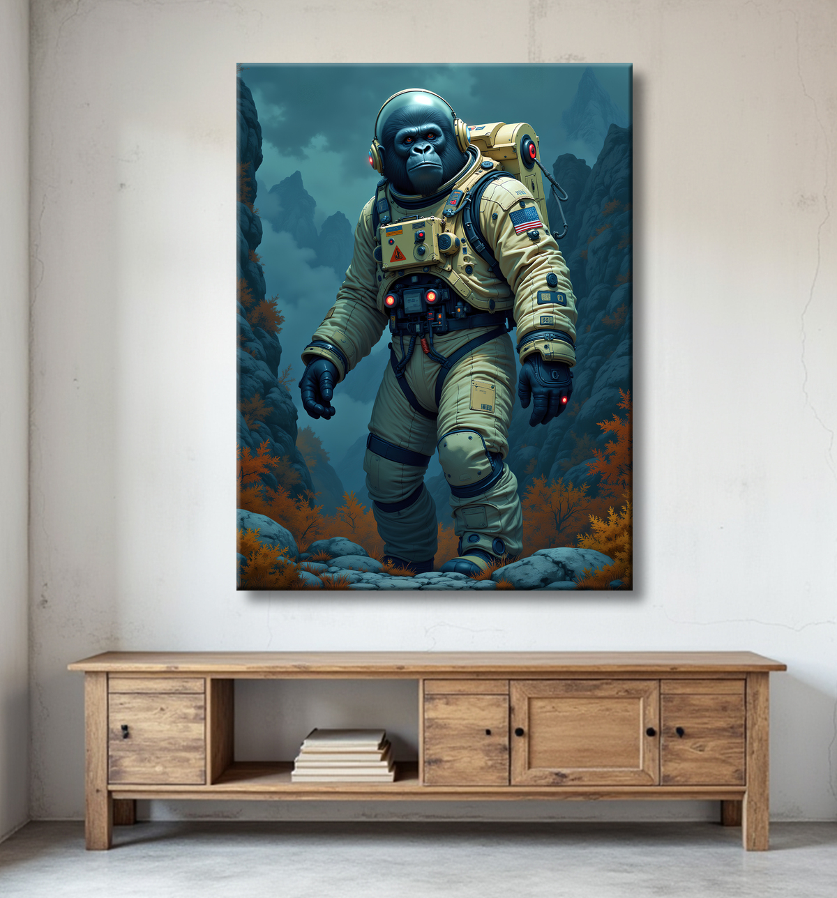 Tableau gorille astronaute - Décoration murale animale originale avec decor