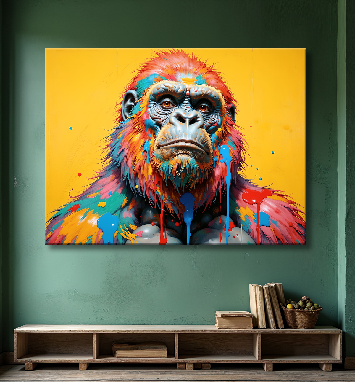 Tableau gorille pop art - Couleurs saturées et design graphique avec decor