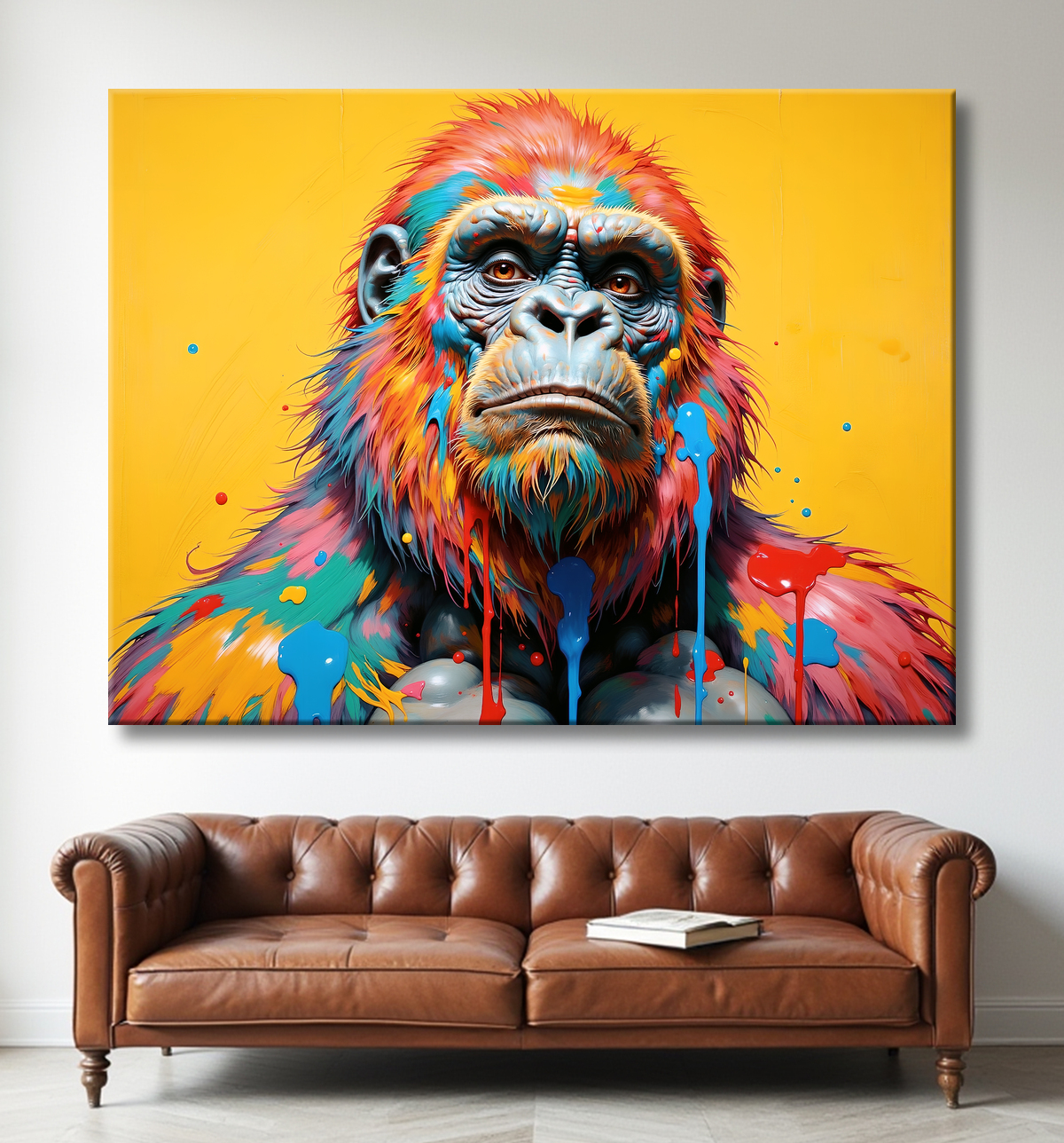 Tableau gorille pop art - Couleurs saturées et design graphique avec decor