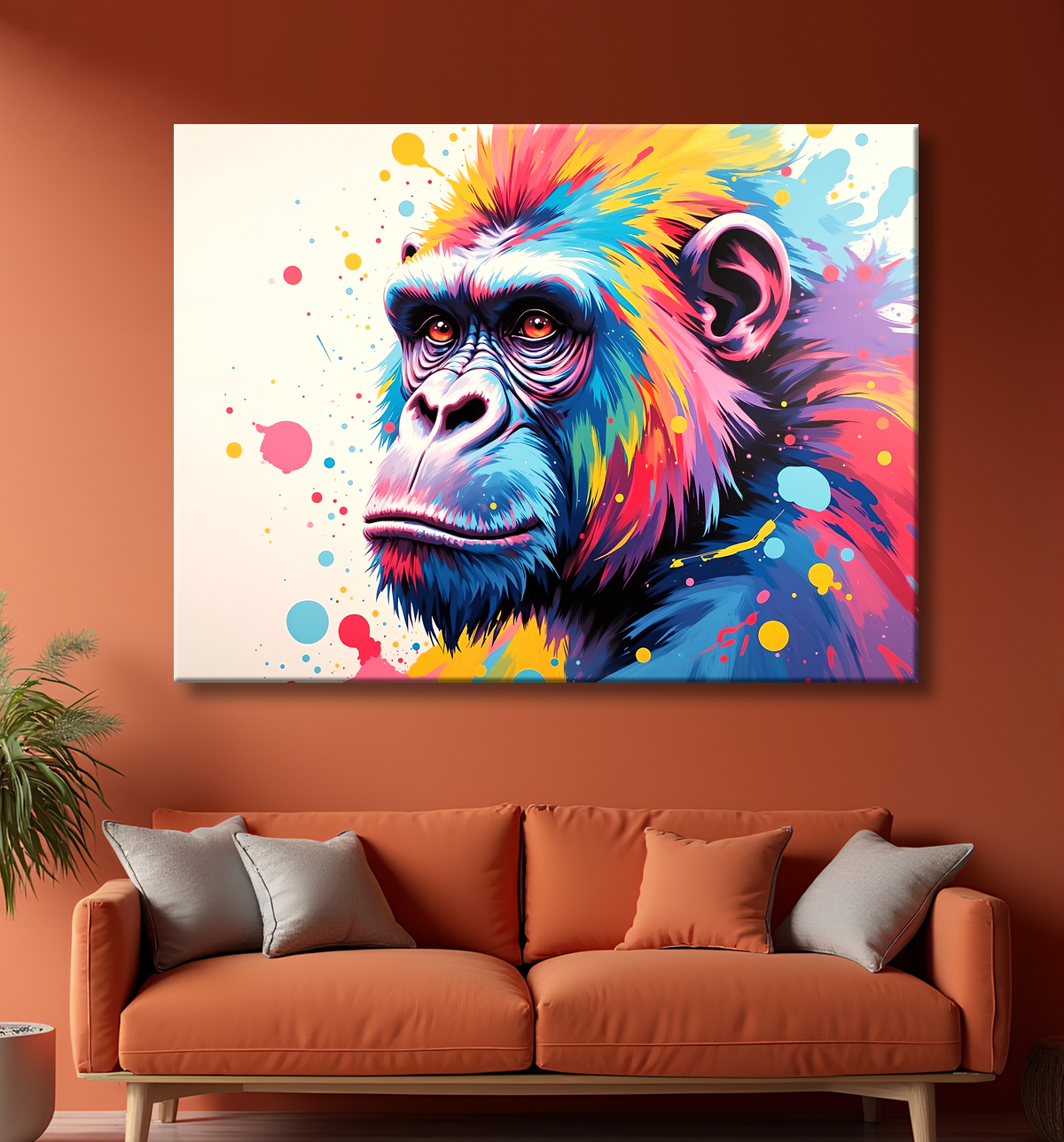 Tableau gorille pop art - Couleurs saturées et design graphique avec decor