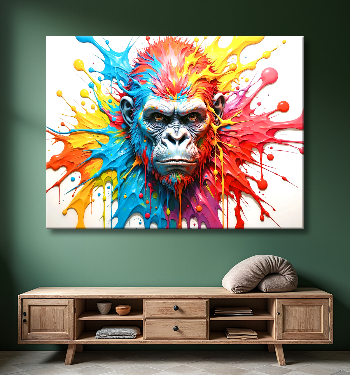 Tableau gorille pop art - Explosion graphique et couleurs vives avec decor