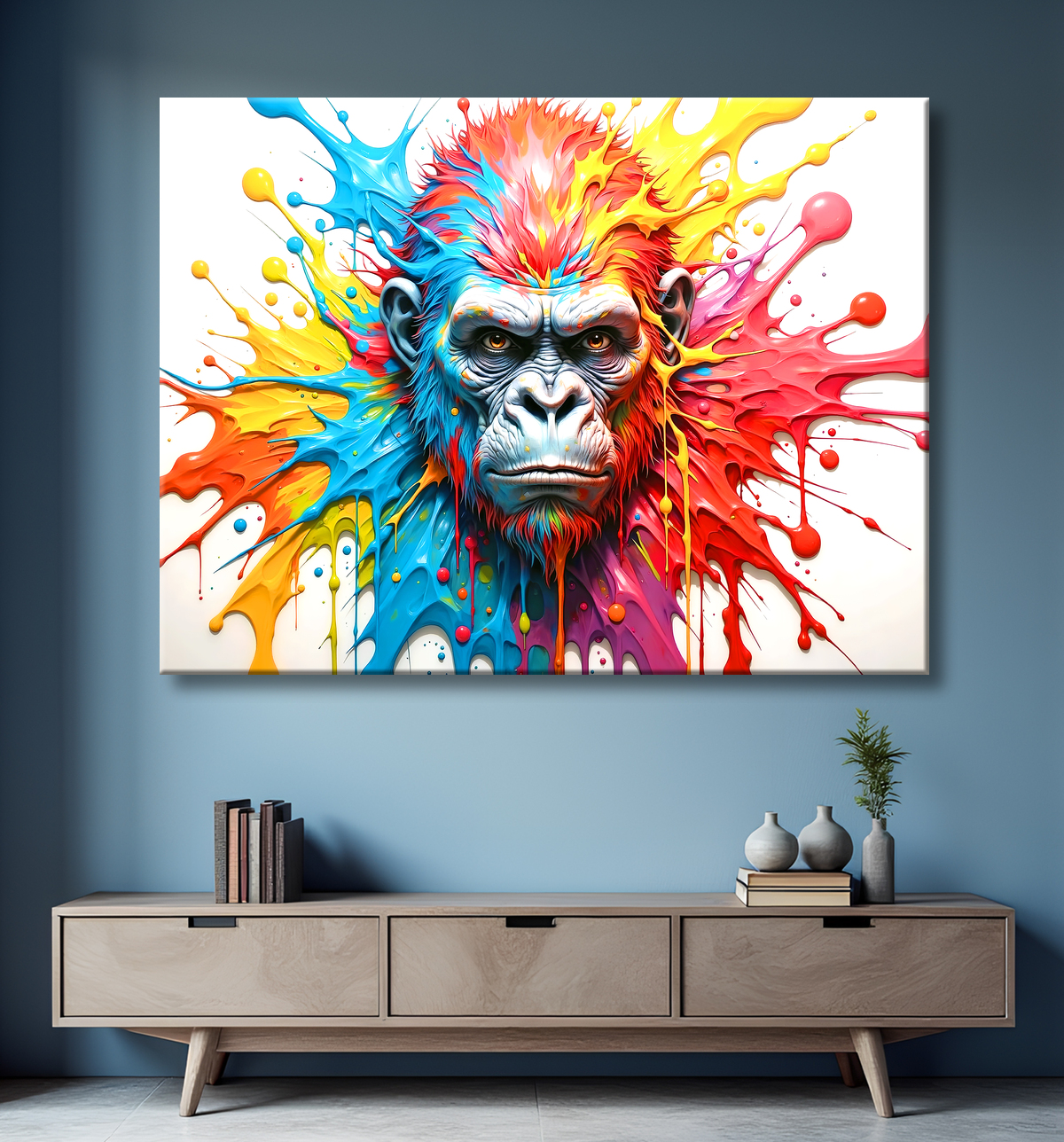 Tableau gorille pop art - Explosion graphique et couleurs vives avec decor