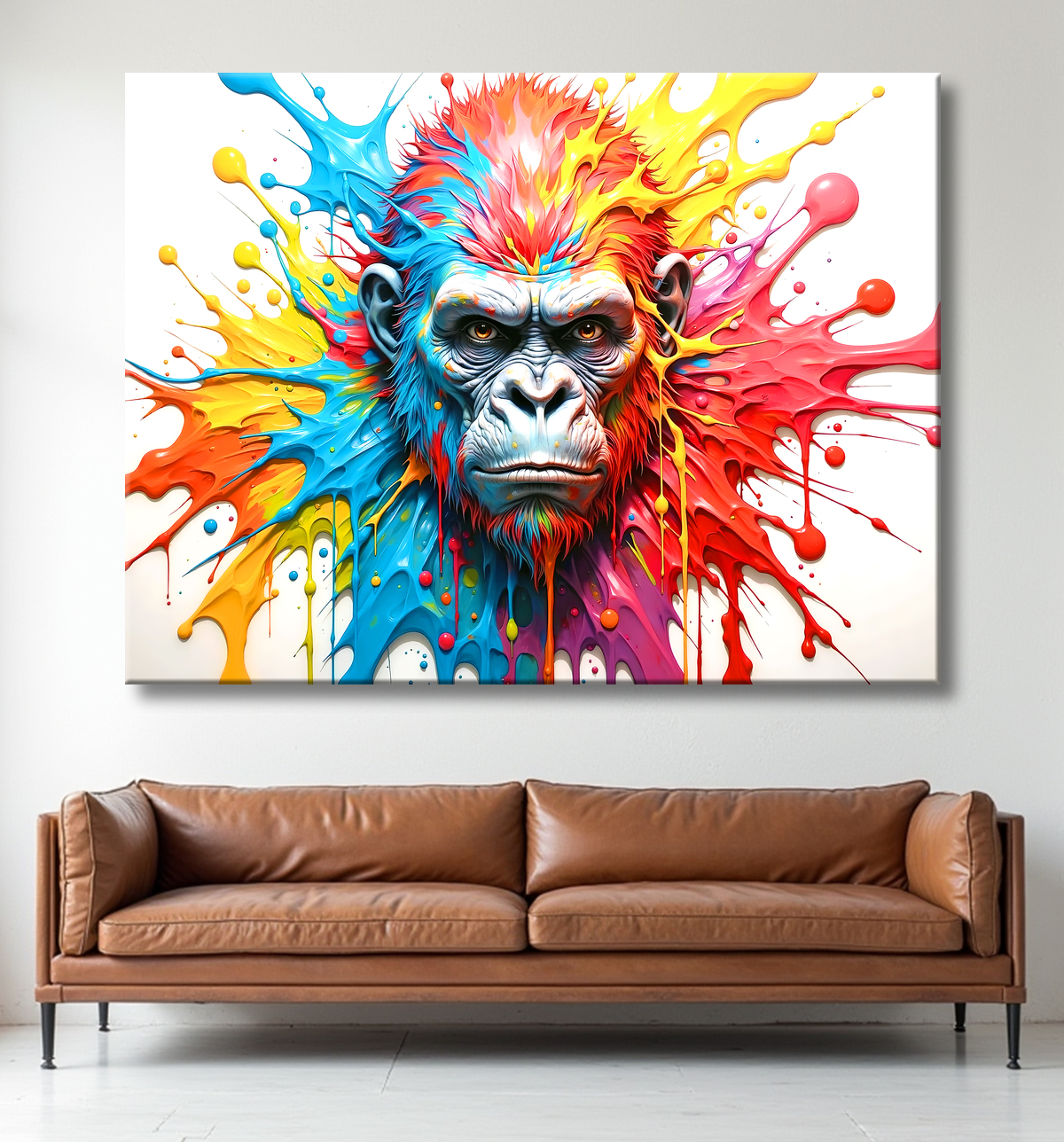 Tableau gorille pop art - Explosion graphique et couleurs vives avec decor