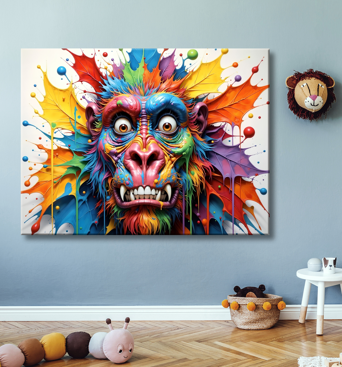 Tableau gorille pop art - Explosion graphique et couleurs vives avec decor