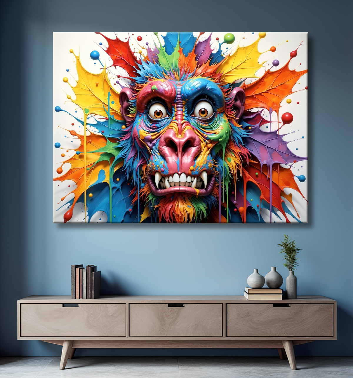 Tableau gorille pop art - Explosion graphique et couleurs vives avec decor