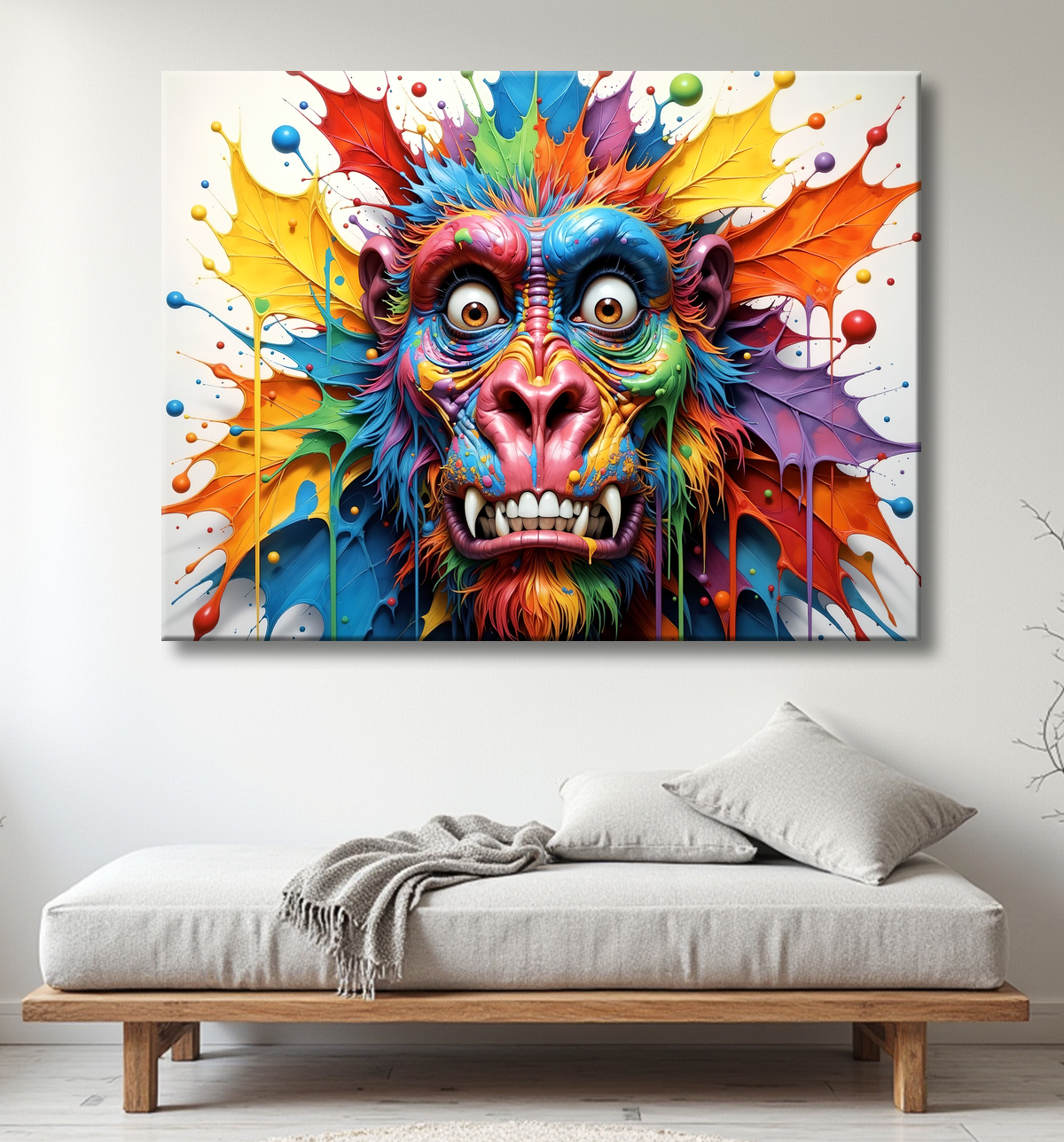Tableau gorille pop art - Explosion graphique et couleurs vives avec decor