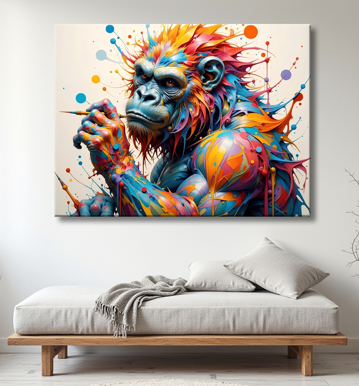 Tableau gorille pop art - Explosion graphique et couleurs vives avec decor
