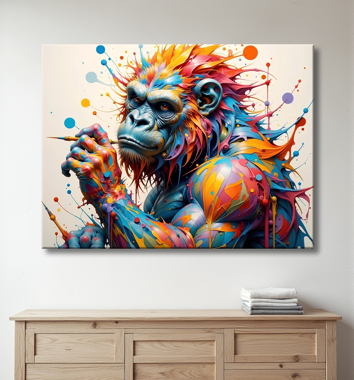 Tableau gorille pop art - Explosion graphique et couleurs vives avec decor