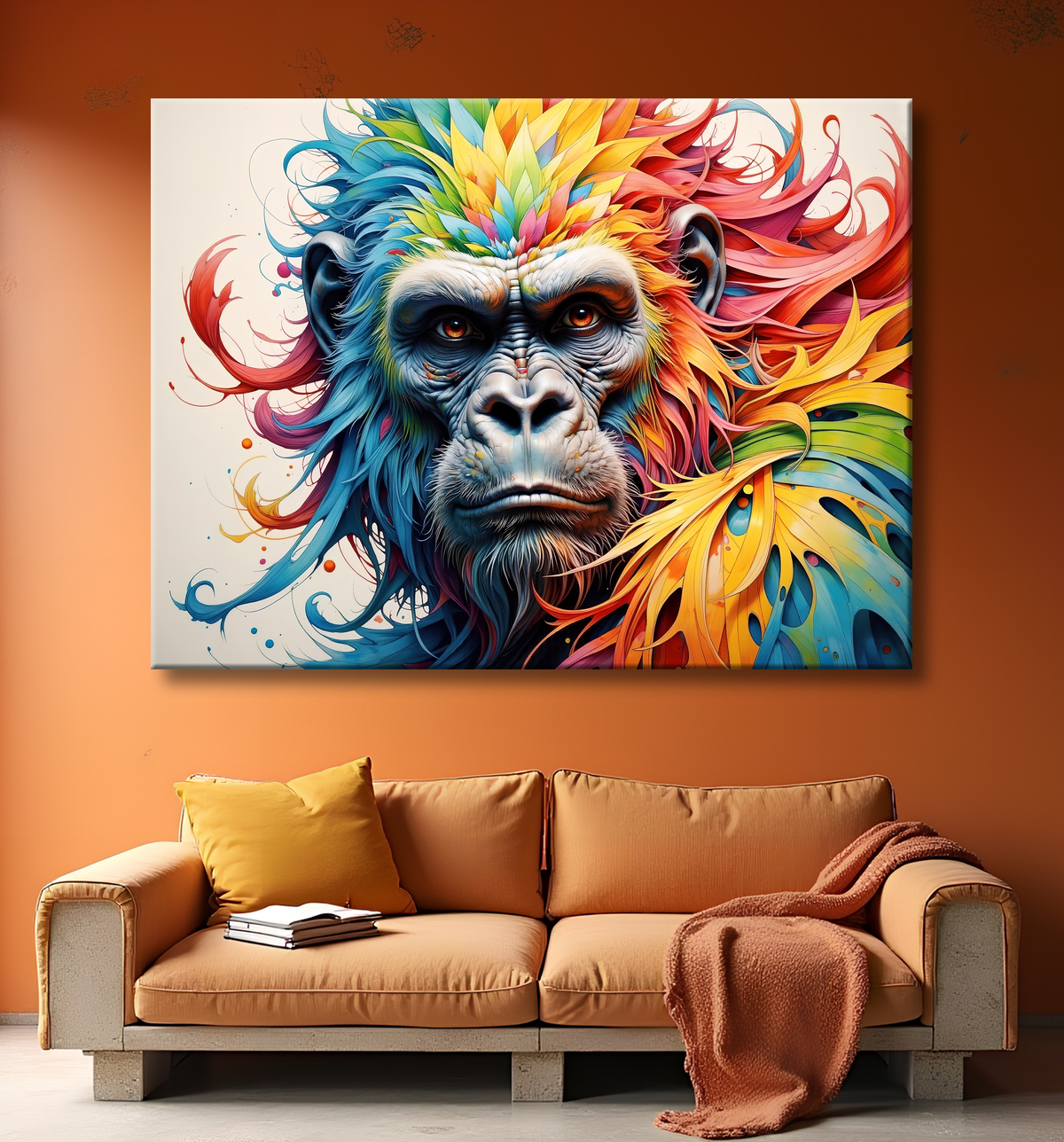 Tableau gorille pop art - Explosion graphique et couleurs vives avec decor
