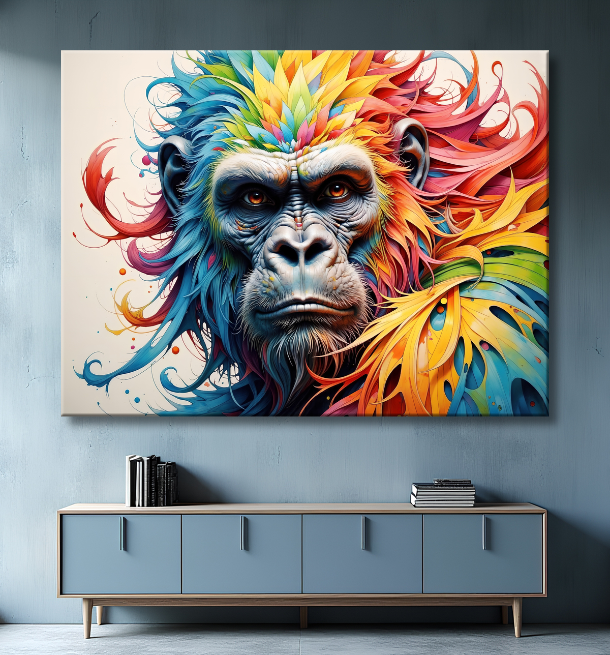 Tableau gorille pop art - Explosion graphique et couleurs vives avec decor