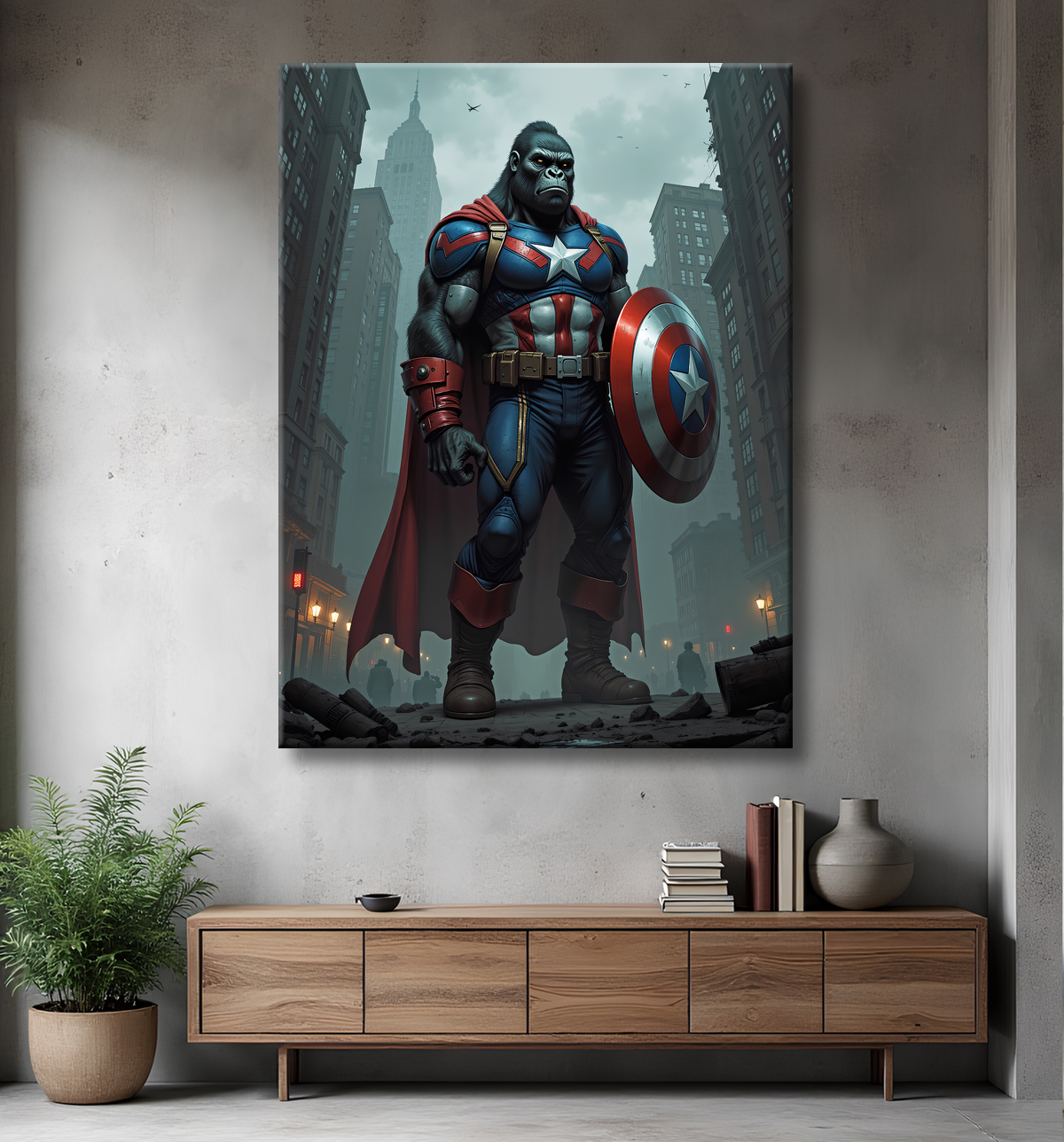 Tableau gorille super-héros coloré | Décoration murale pop et urbaine avec decor