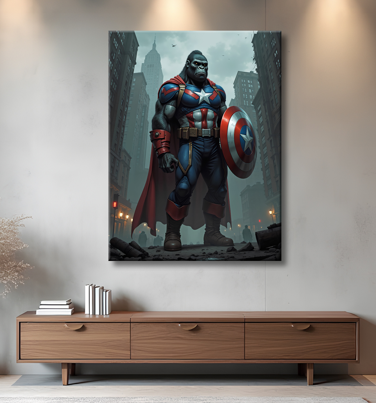Tableau gorille super-héros coloré | Décoration murale pop et urbaine avec decor