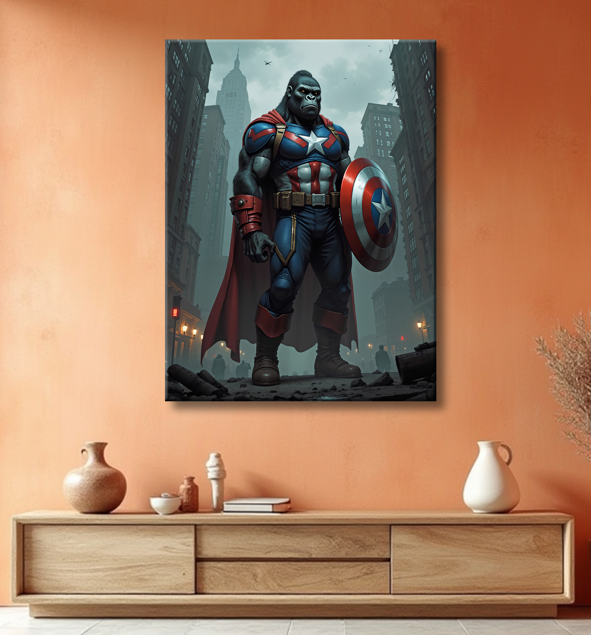 Tableau gorille super-héros coloré | Décoration murale pop et urbaine avec decor