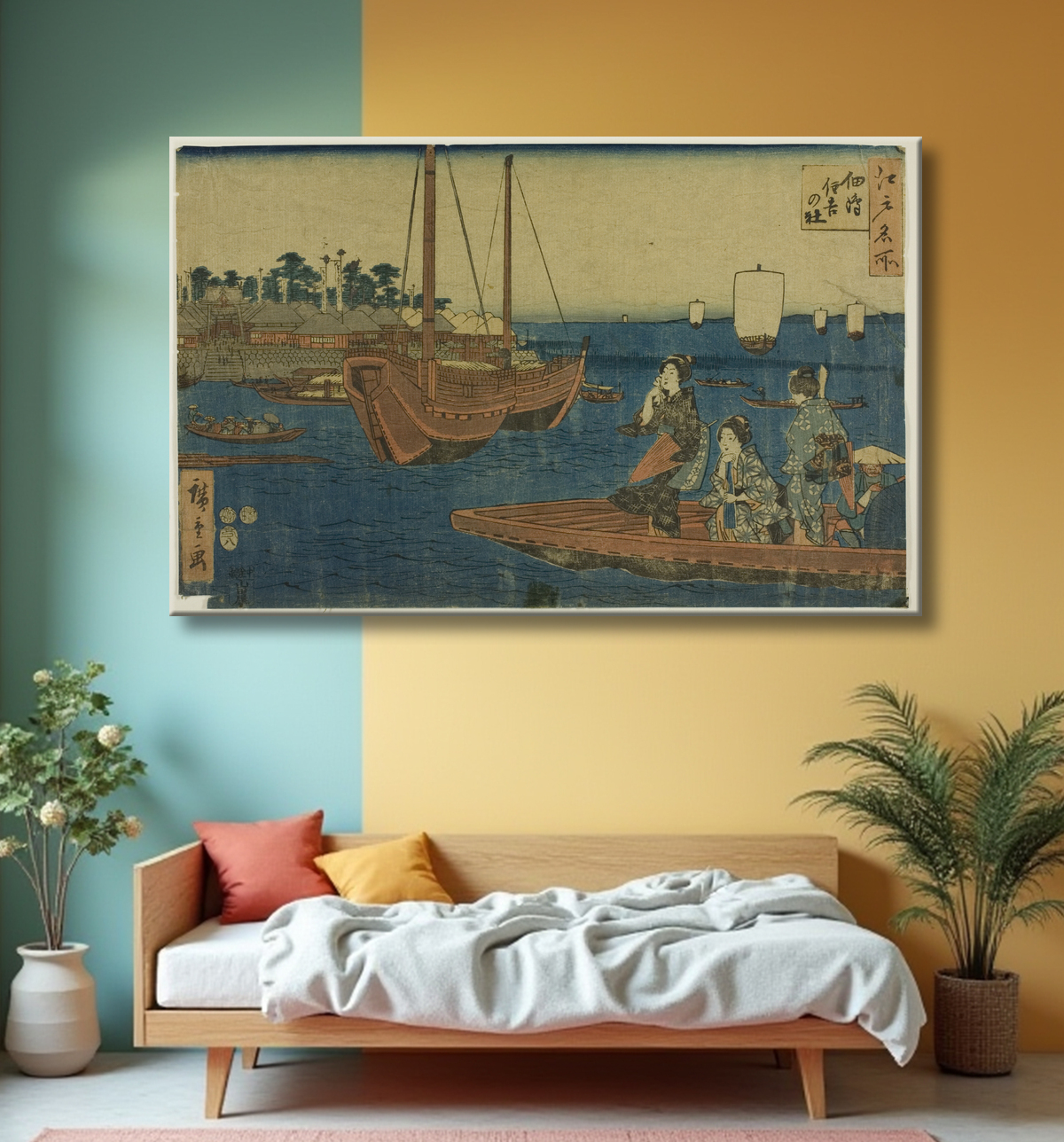 Reproduction Gravure sur bois de Utagawa Hiroshige avec decor
