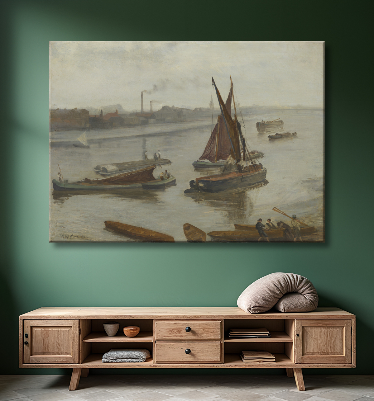 Reproduction Gris et argent : Old Battersea Reach de James McNeill Whistler avec decor