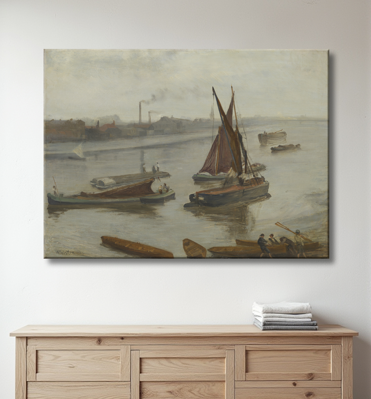 Reproduction Gris et argent : Old Battersea Reach de James McNeill Whistler avec decor