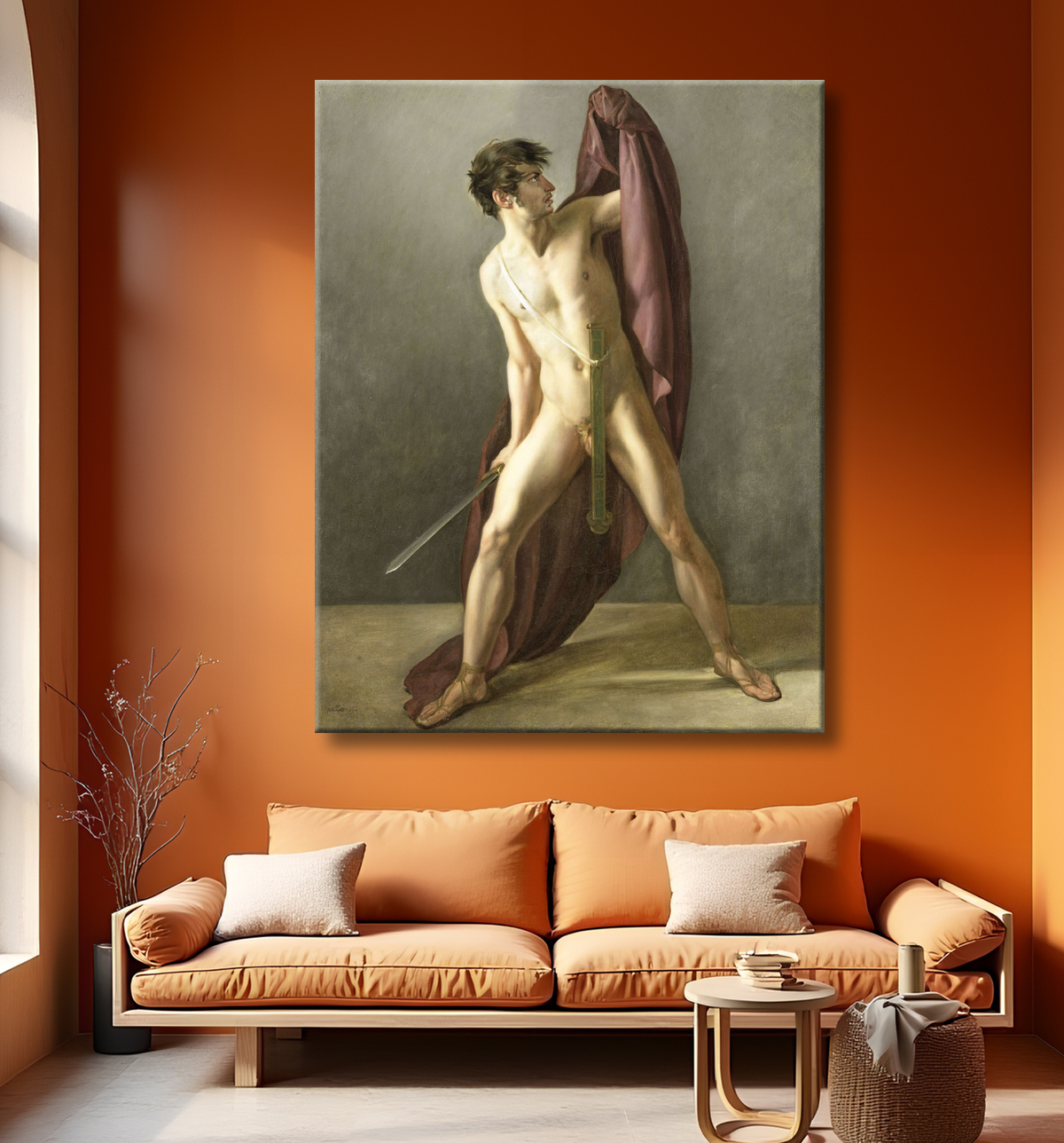 Reproduction Guerrier avec épée tirée de Joannes Echarius Carolus Alberti avec decor