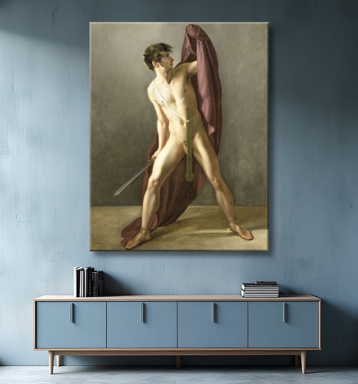 Reproduction Guerrier avec épée tirée de Joannes Echarius Carolus Alberti avec decor