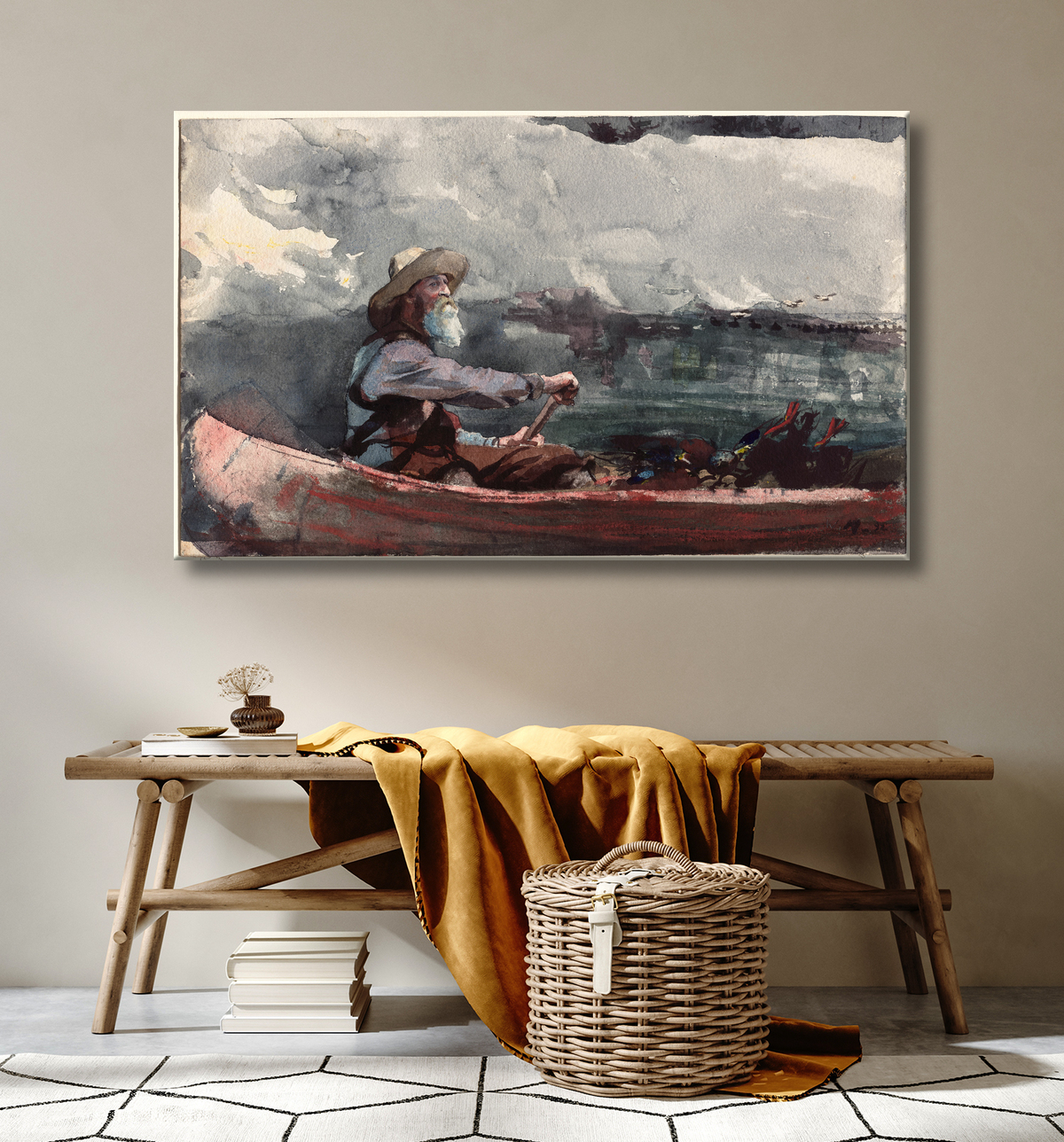 Reproduction Guide des Adirondacks de Winslow Homer avec decor