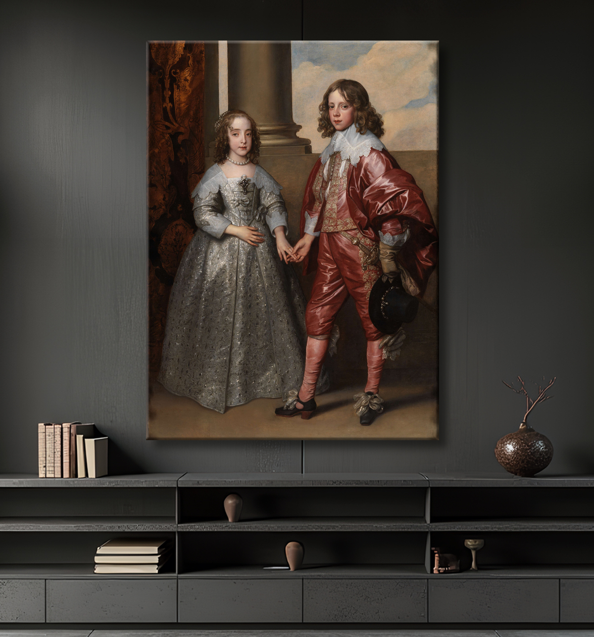 Reproduction Guillaume II, prince d'Orange, et son épouse, Marie Stuart de Anthony van Dyck avec decor