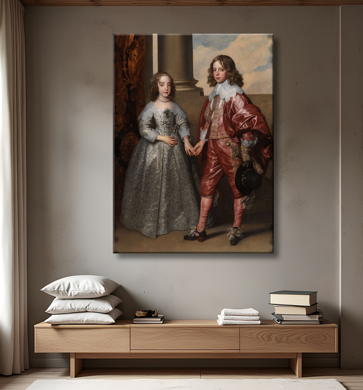Reproduction Guillaume II, prince d'Orange, et son épouse, Marie Stuart de Anthony van Dyck avec decor
