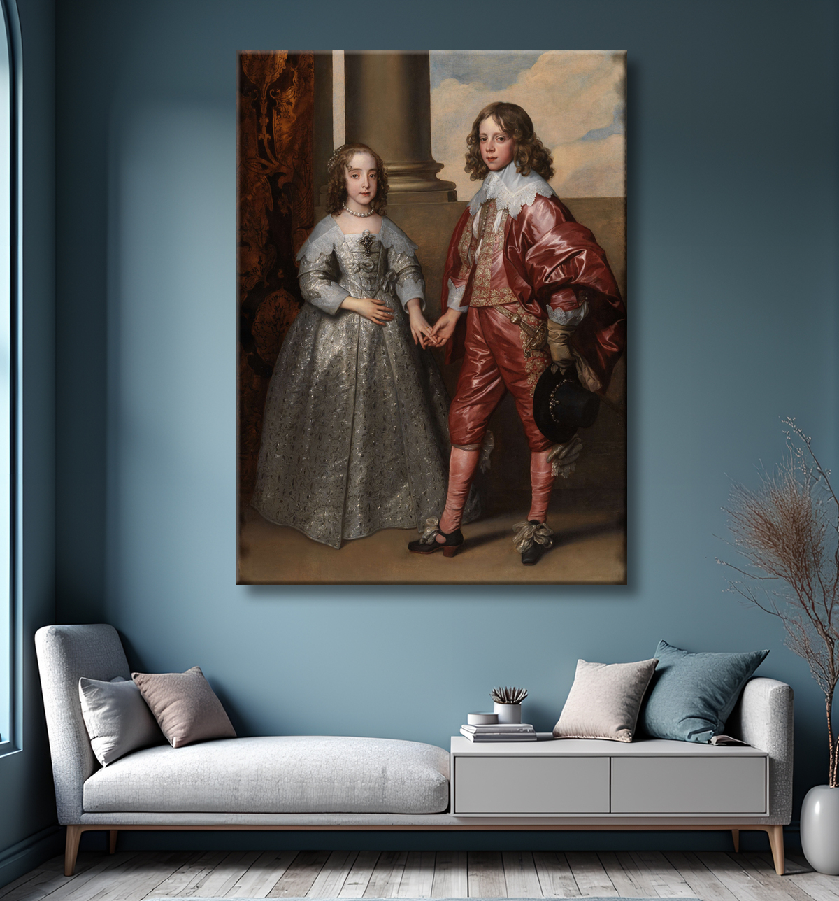 Reproduction Guillaume II, prince d'Orange, et son épouse, Marie Stuart de Anthony van Dyck avec decor