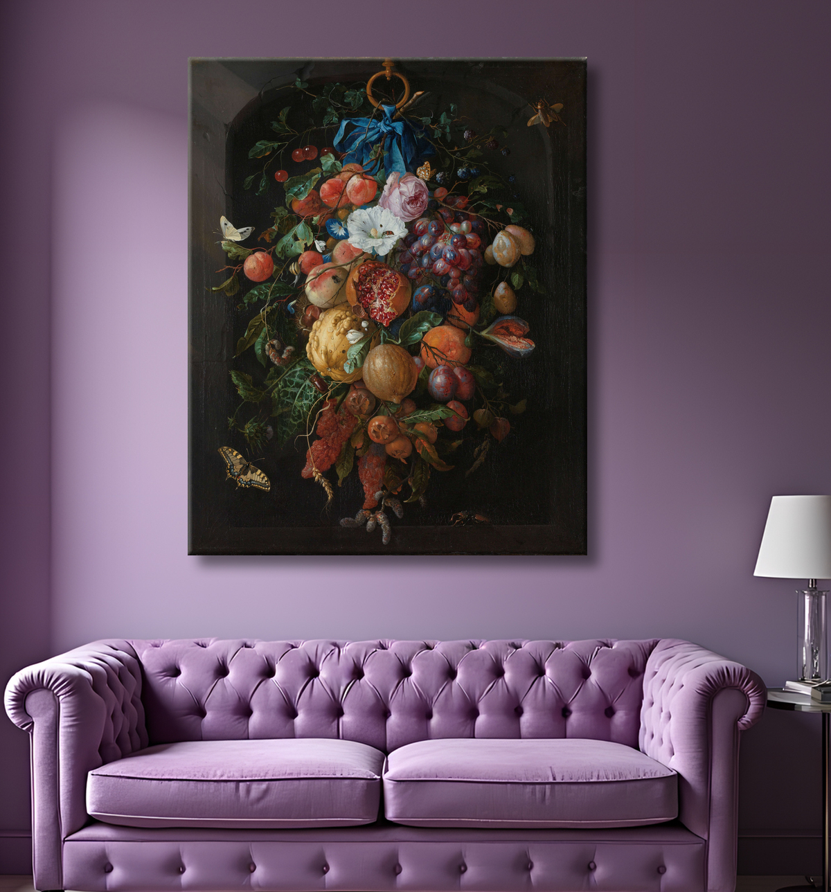 Reproduction Guirlande de fruits et de fleurs de Jan Davidsz. de Heem avec decor