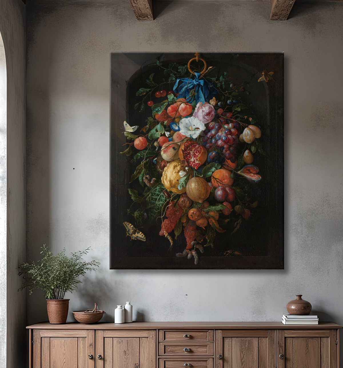 Reproduction Guirlande de fruits et de fleurs de Jan Davidsz. de Heem avec decor