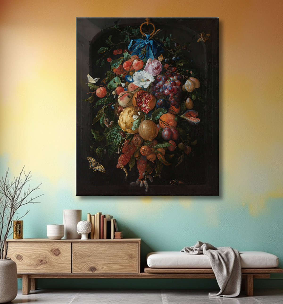 Reproduction Guirlande de fruits et de fleurs de Jan Davidsz. de Heem avec decor