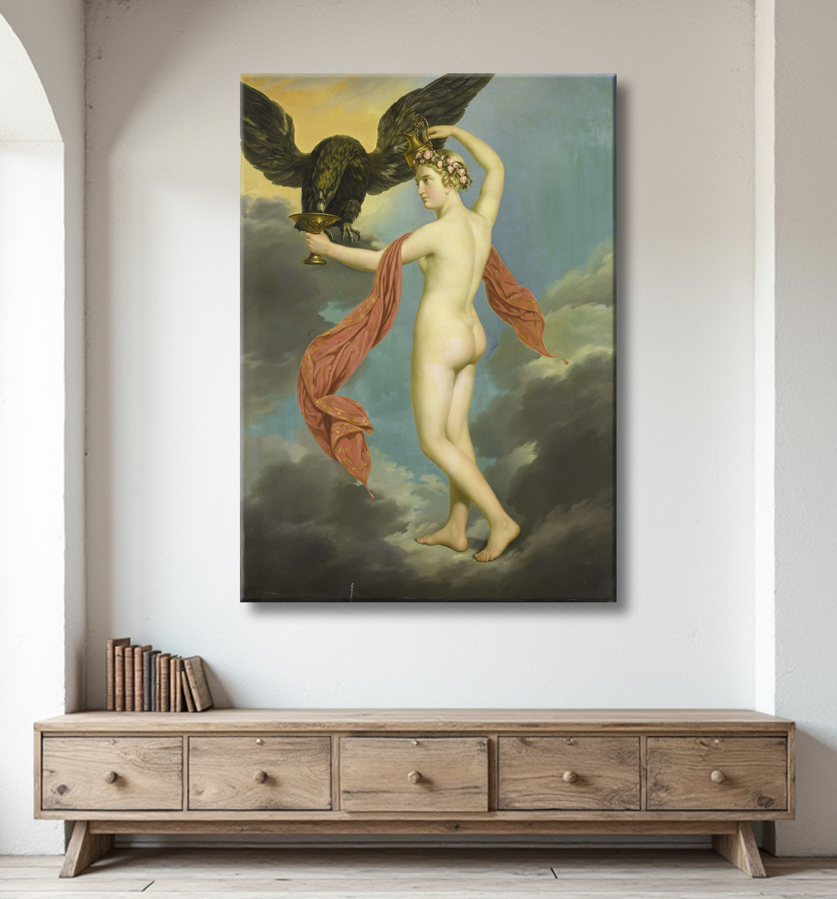 Reproduction Hebe avec Jupiter déguisé en aigle de Gustav-Adolphe Diez avec decor