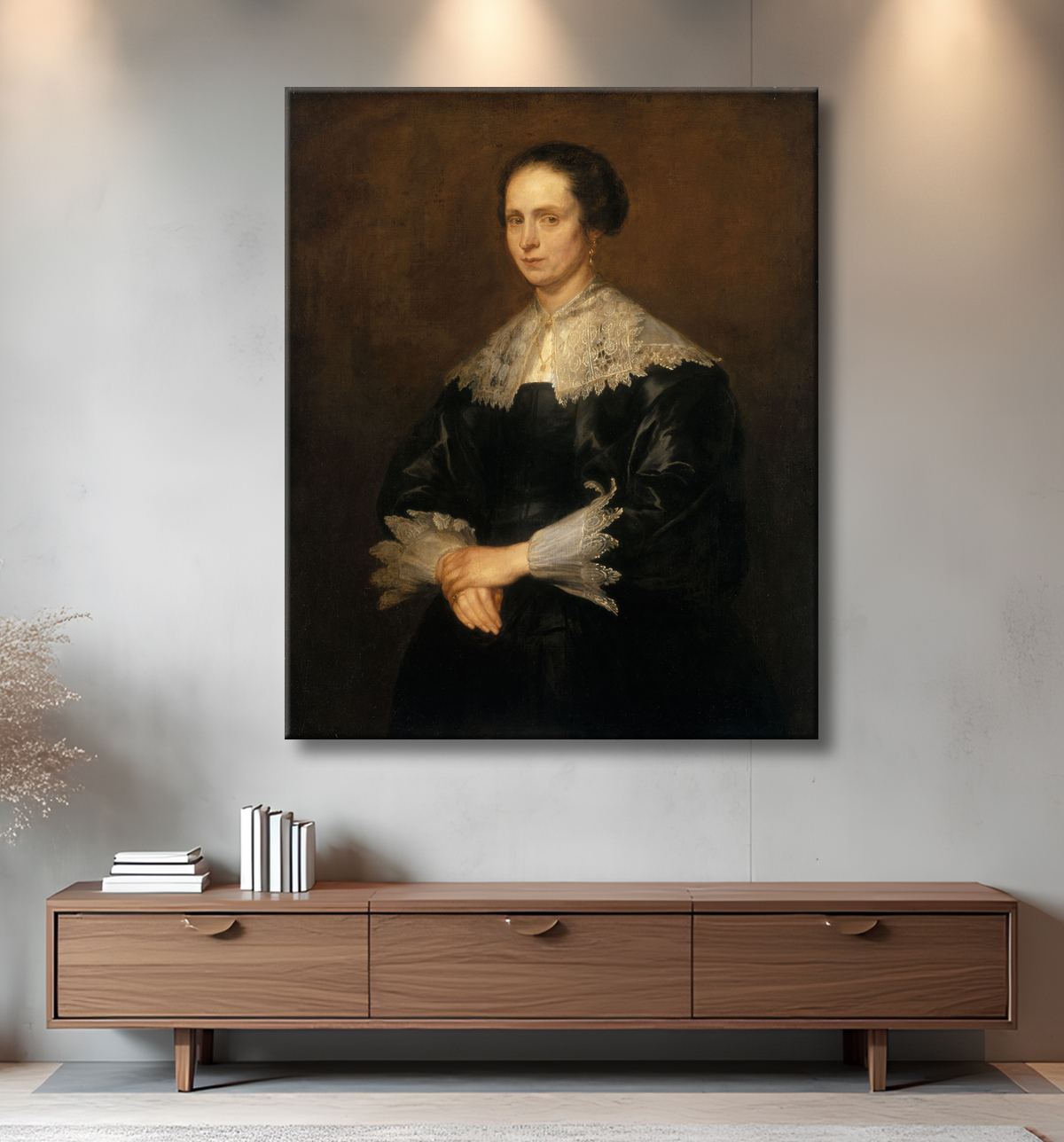 Reproduction Helena Tromper Du Bois de Anthony van Dyck avec decor