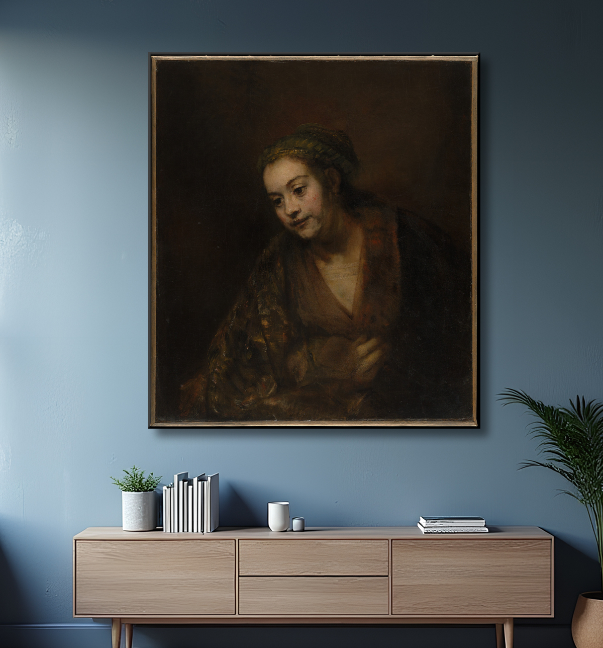 Reproduction Hendrickje Stoffels (1626-1663) de Rembrandt (Rembrandt van Rijn) avec decor