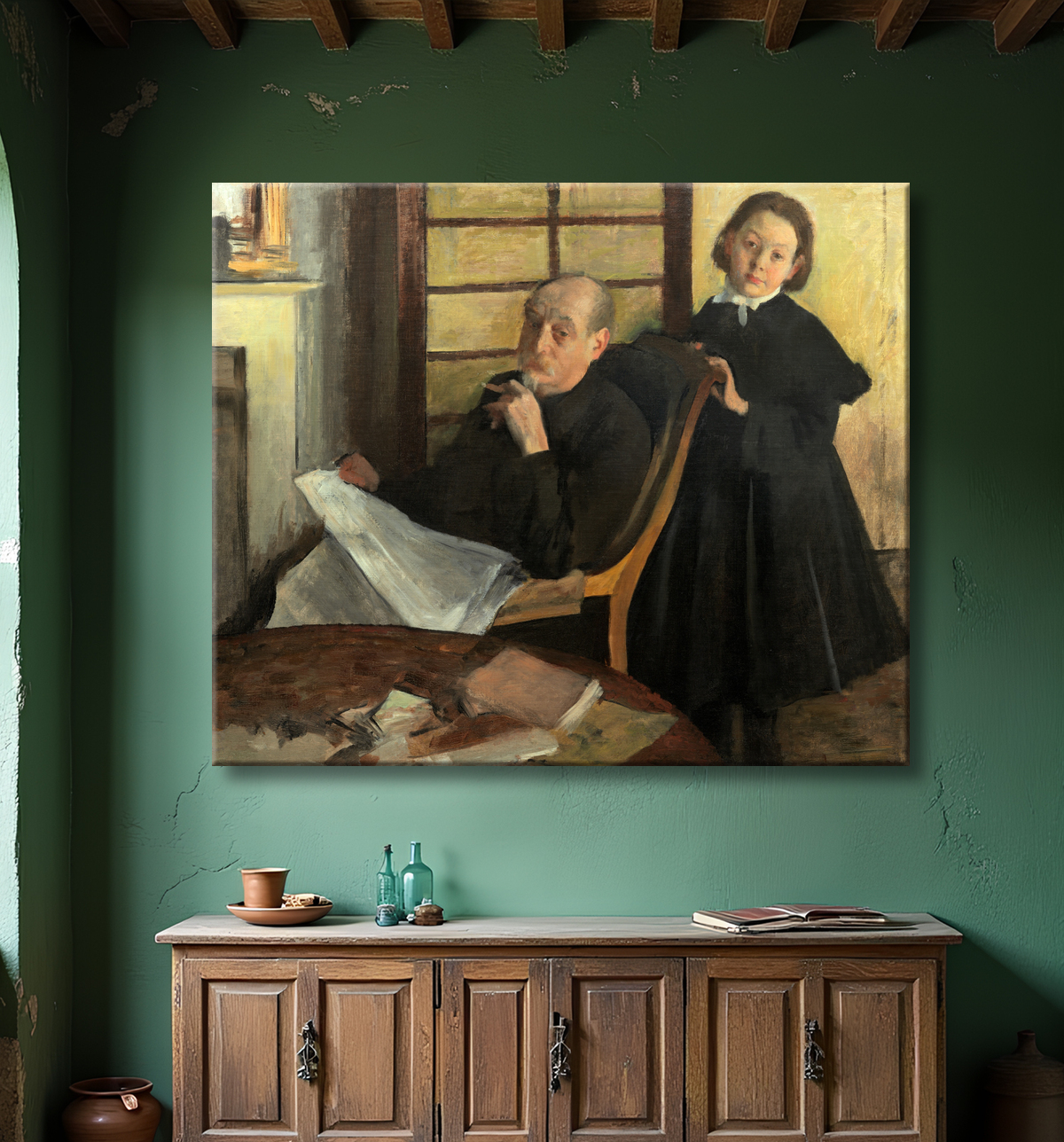 Reproduction Henri Degas et sa nièce Lucie Degas (Oncle et cousin de l'artiste) de Hilaire Germain Edgar Degas avec decor