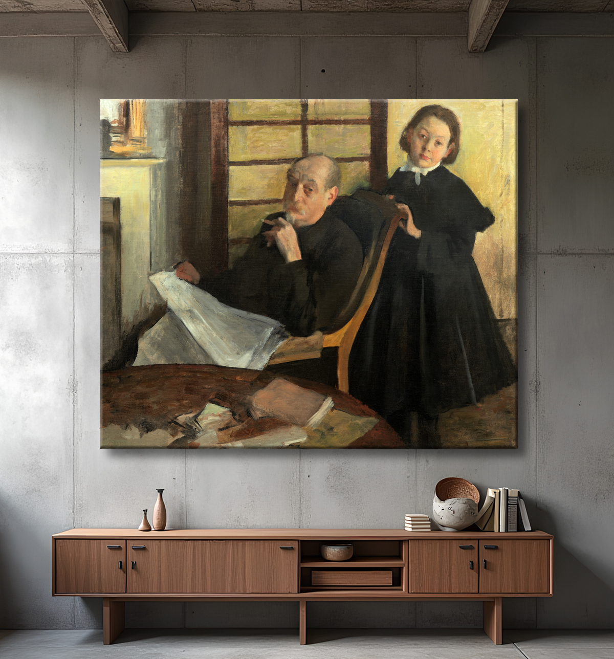 Reproduction Henri Degas et sa nièce Lucie Degas (Oncle et cousin de l'artiste) de Hilaire Germain Edgar Degas avec decor