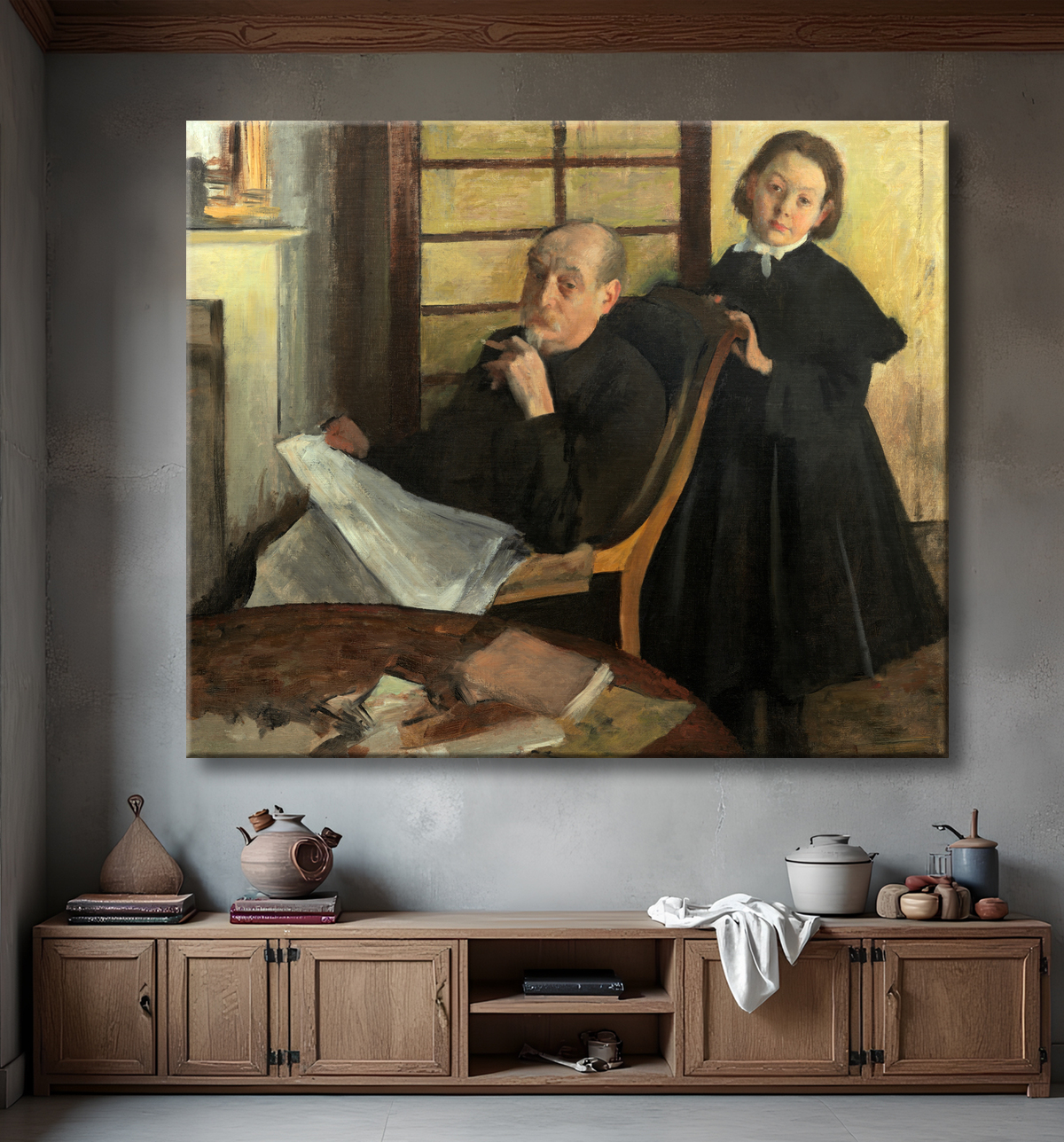 Reproduction Henri Degas et sa nièce Lucie Degas (Oncle et cousin de l'artiste) de Hilaire Germain Edgar Degas avec decor