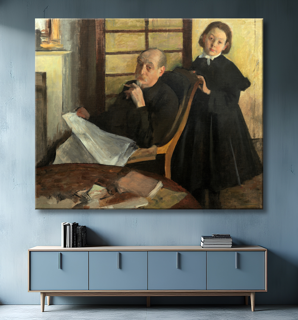 Reproduction Henri Degas et sa nièce Lucie Degas (Oncle et cousin de l'artiste) de Hilaire Germain Edgar Degas avec decor