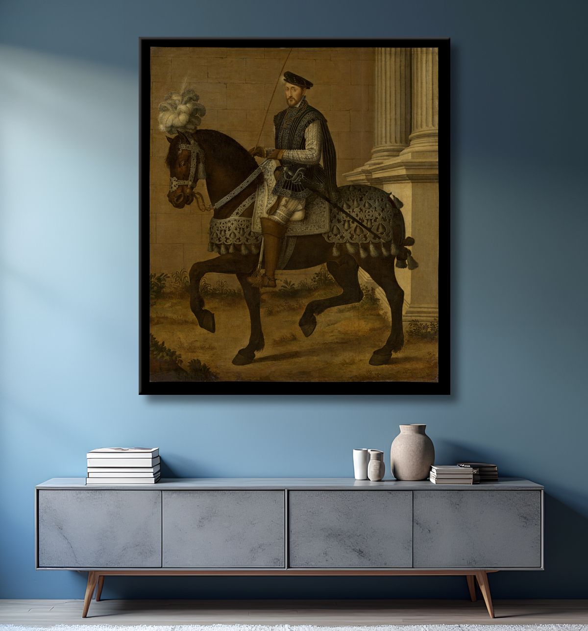Reproduction Henri II (1519-1559), roi de France de François Clouet avec decor